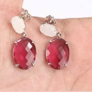 COPY - Ruby & pink chalcedony sterling cocktail earrings